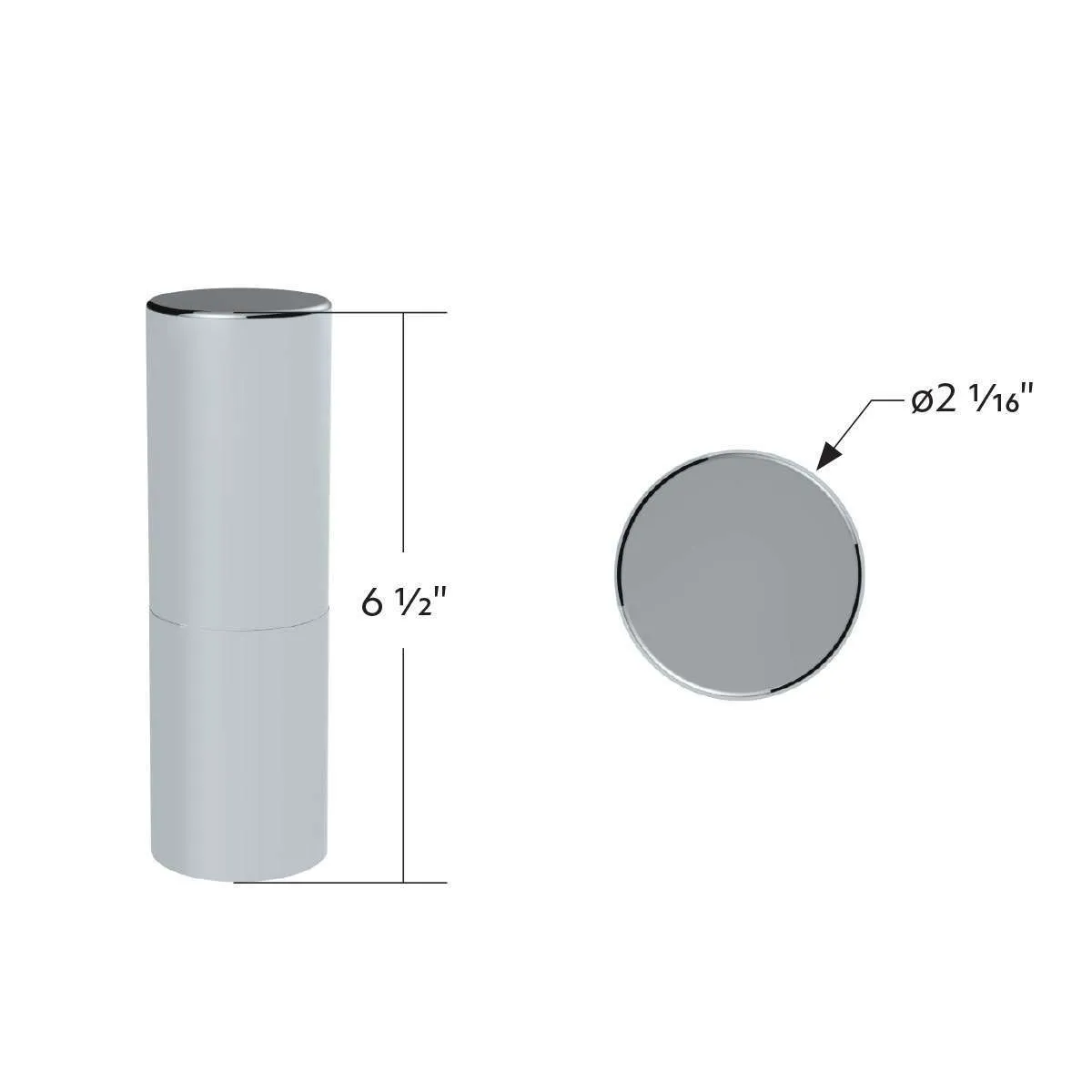 Chrome Plastic Tall Cylinder Nut Cover 33Mm X 6-1/2&Quot; - Thread-On (10 Pcs) 3 33mm X 6-1/2" Chrome Plastic Tall Cylinder Nut Cover - Thread-On (10 Pcs)