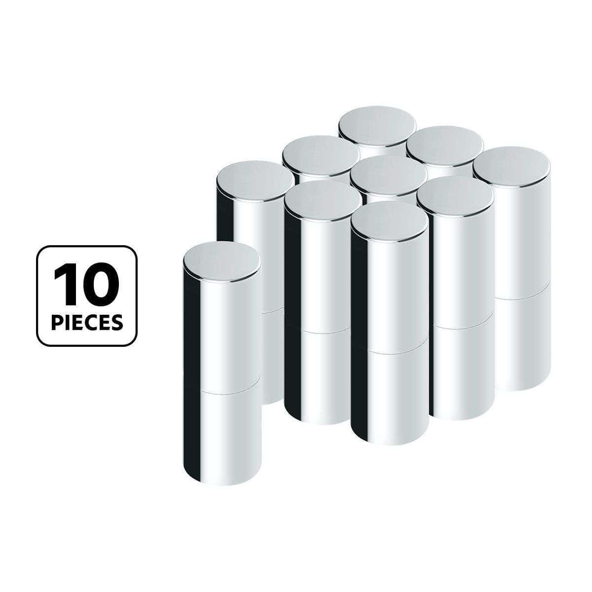 Chrome Plastic Tall Cylinder Nut Cover 33mm X 7-1/4" - Thread-On (10 Pcs)
