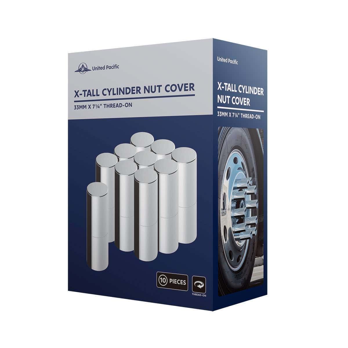 Chrome Plastic Tall Cylinder Nut Cover 33Mm X 7-1/4&Quot; - Thread-On (10 Pcs) 4 Chrome Plastic Tall Cylinder Nut Cover 33mm X 7-1/4" - Thread-On (10 Pcs)