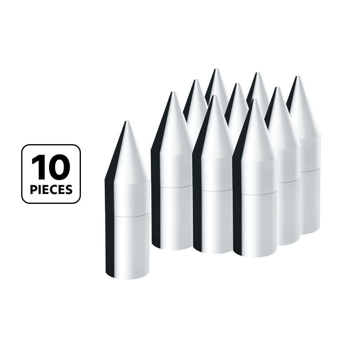 Chrome Plastic Tall Spike Nut Cover 33mm X 7-1/8" - Thread-On (10 Pcs)