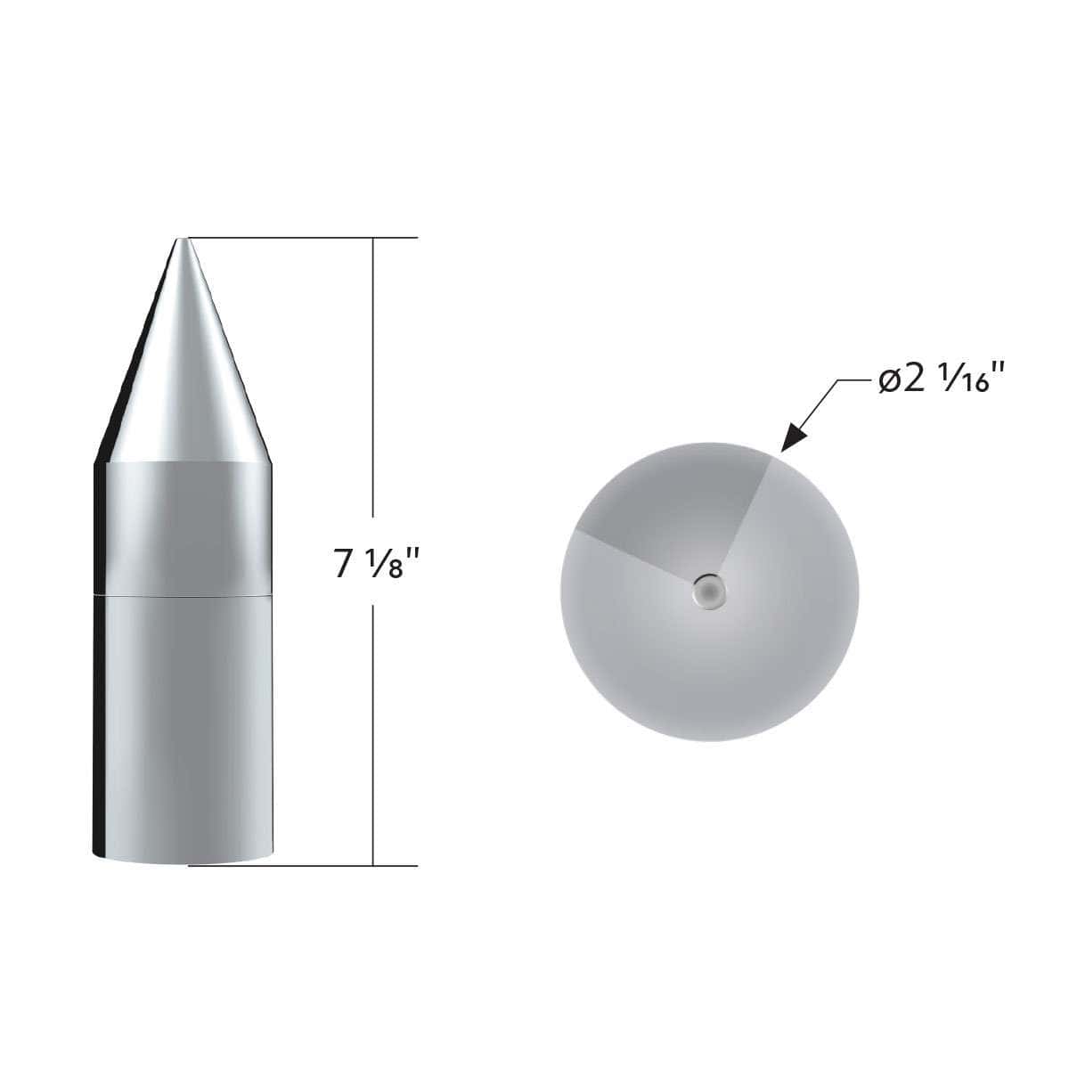 Chrome Plastic Tall Spike Nut Cover 33Mm X 7-1/8&Quot; - Thread-On (10 Pcs) 3 Chrome Plastic Tall Spike Nut Cover 33mm X 7-1/8" - Thread-On (10 Pcs)