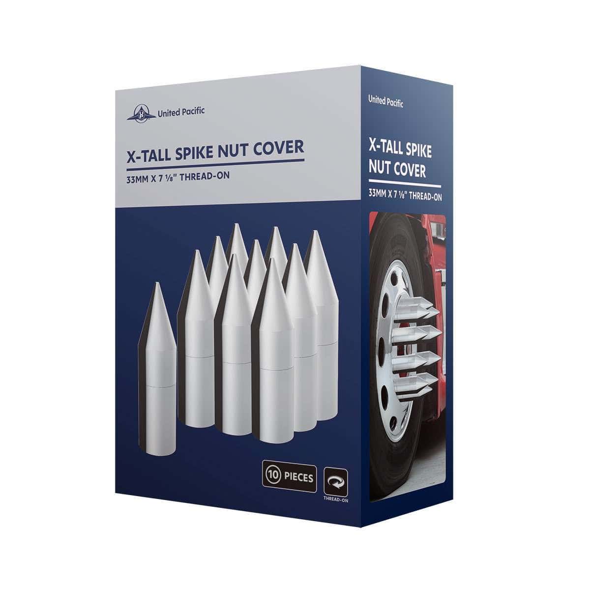 Chrome Plastic Tall Spike Nut Cover 33Mm X 7-1/8&Quot; - Thread-On (10 Pcs) 4 Chrome Plastic Tall Spike Nut Cover 33mm X 7-1/8" - Thread-On (10 Pcs)