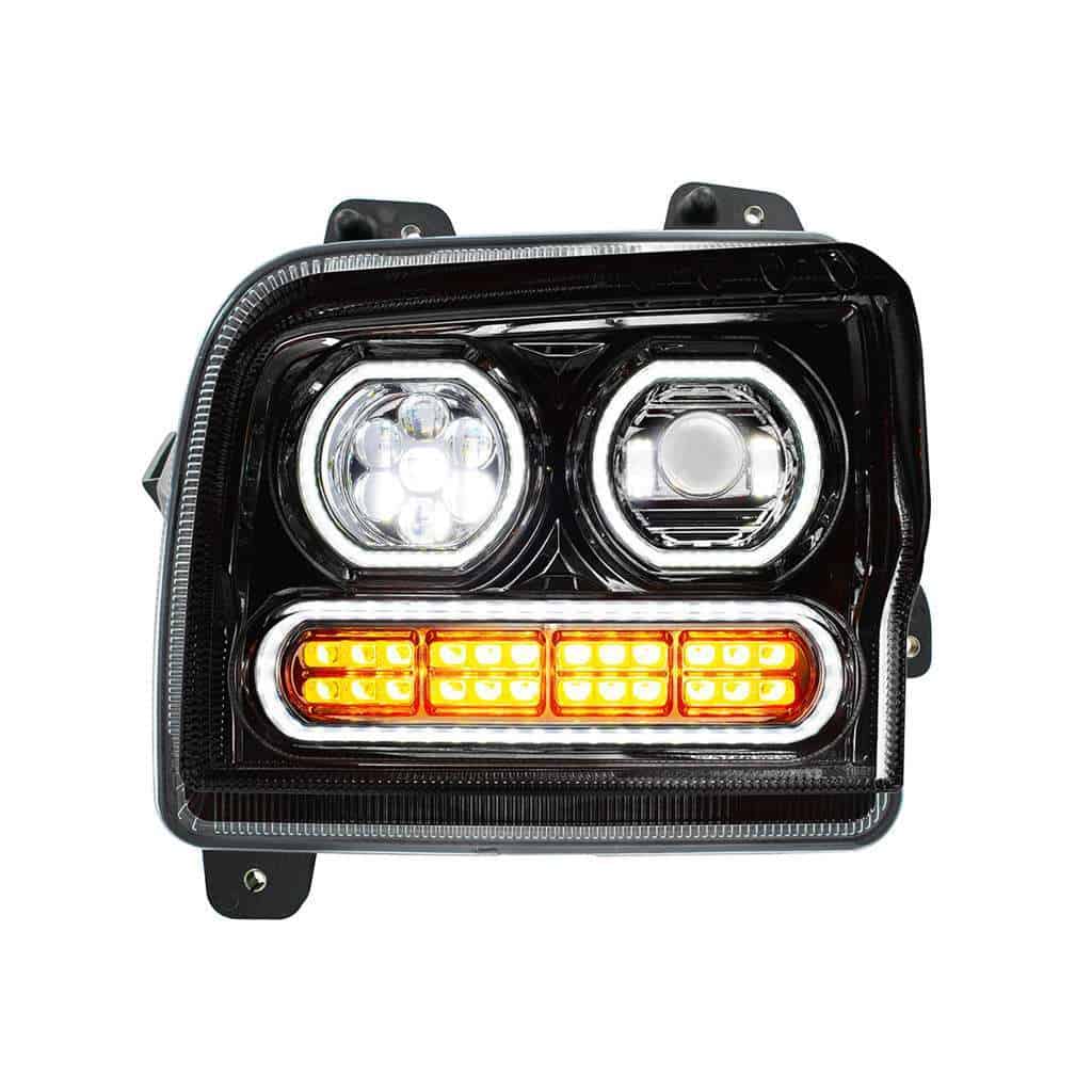 High Power 10 LED Headlight With 24 LED Turn & 100 LED Halo For 2019-2024 Kenworth W990