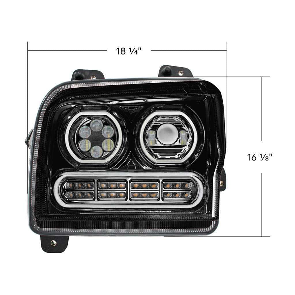 High Power 10 Led Headlight With 24 Led Turn &Amp; 100 Led Halo For 2019-2024 Kenworth W990-Black 7 High Power 10 LED Headlight With 24 LED Turn & 100 LED Halo For 2019-2024 Kenworth W990
