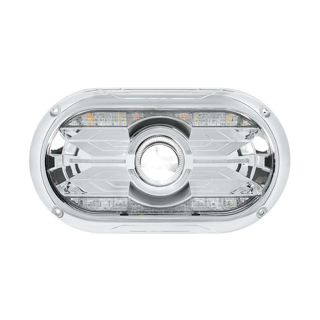 Full LED Projector One-Piece Style Chrome Headlight For Dual 5-3/4" Headlight Housing