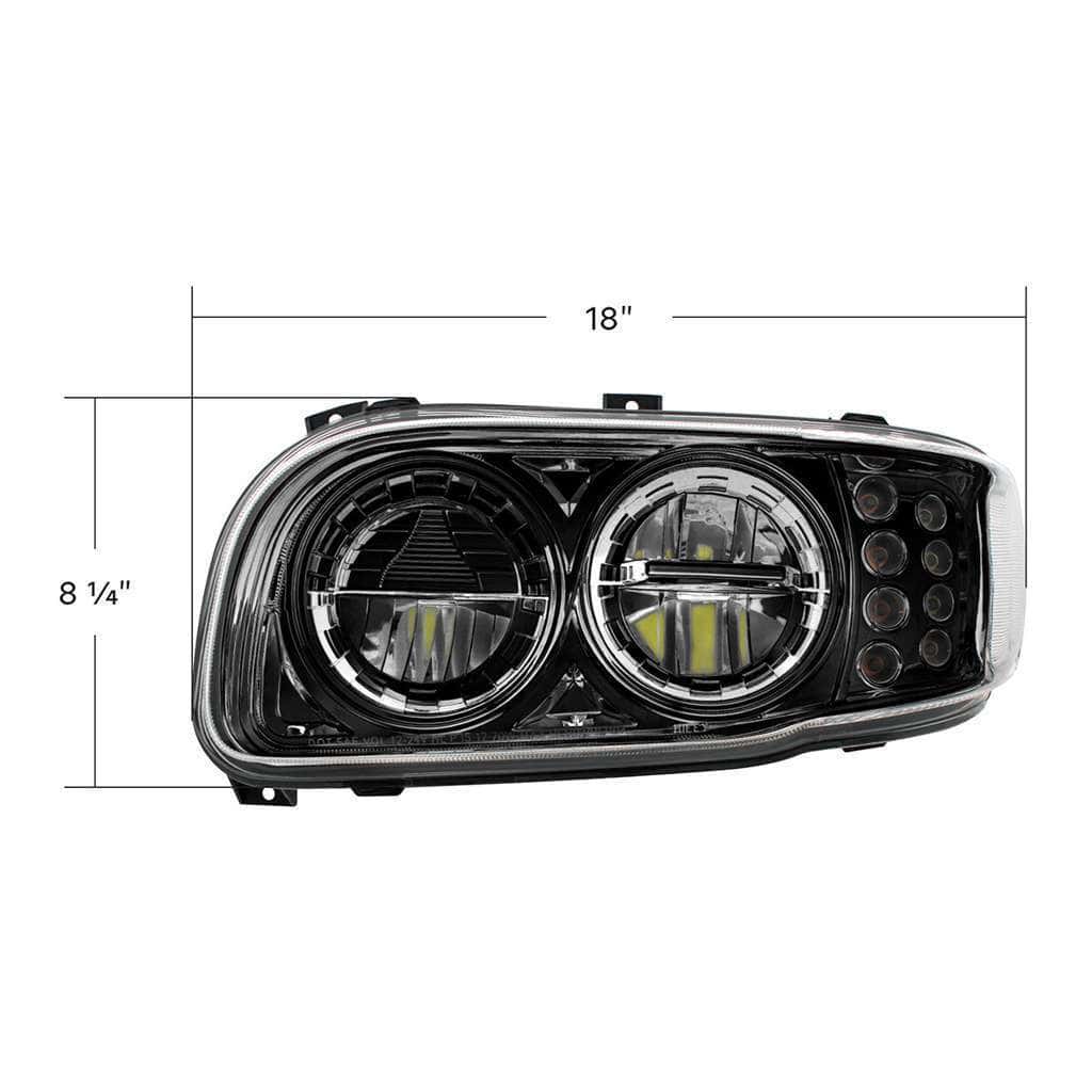 Peterbilt 389 Blackout Led Headlights With Turn Signal &Amp; Position Light 5 High Power LED Headlight With 8 LED Turn & 4 LED Position Light For 2008-2024 Peterbilt 389