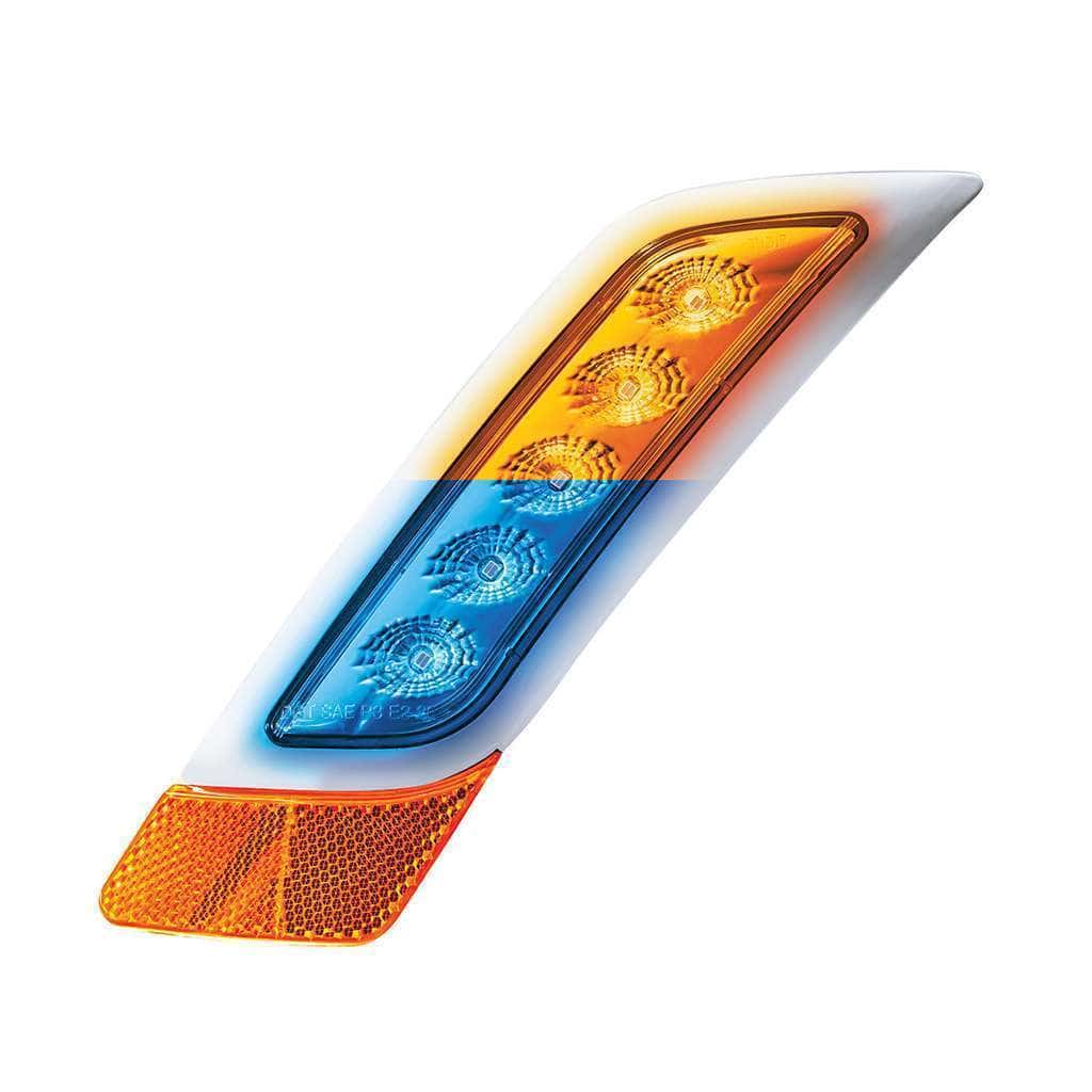 Double Fury 5 LED Fender Turn Signal Light For 2012-2021 Peterbilt 579-Amber & Blue LED