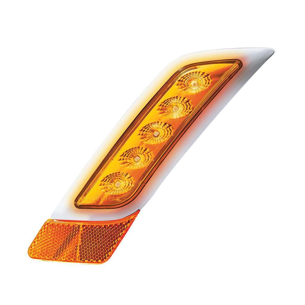 Double Fury 5 LED Fender Turn Signal Light For 2012-2021 Peterbilt 579-Amber & Blue LED