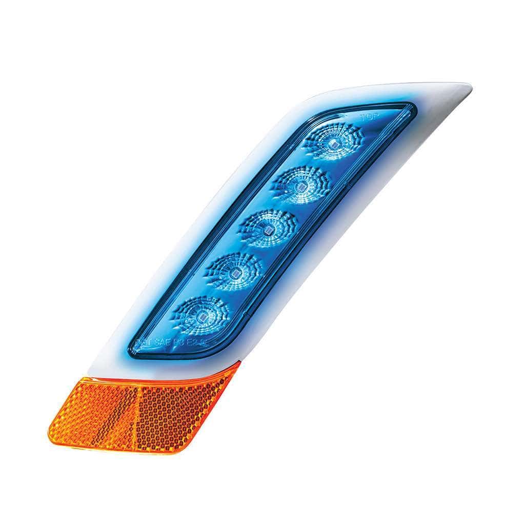 Double Fury 5 Led Fender Turn Signal Light For 2012-2021 Peterbilt 579-Amber &Amp; Blue Led 3 Double Fury 5 LED Fender Turn Signal Light For 2012-2021 Peterbilt 579-Amber & Blue LED
