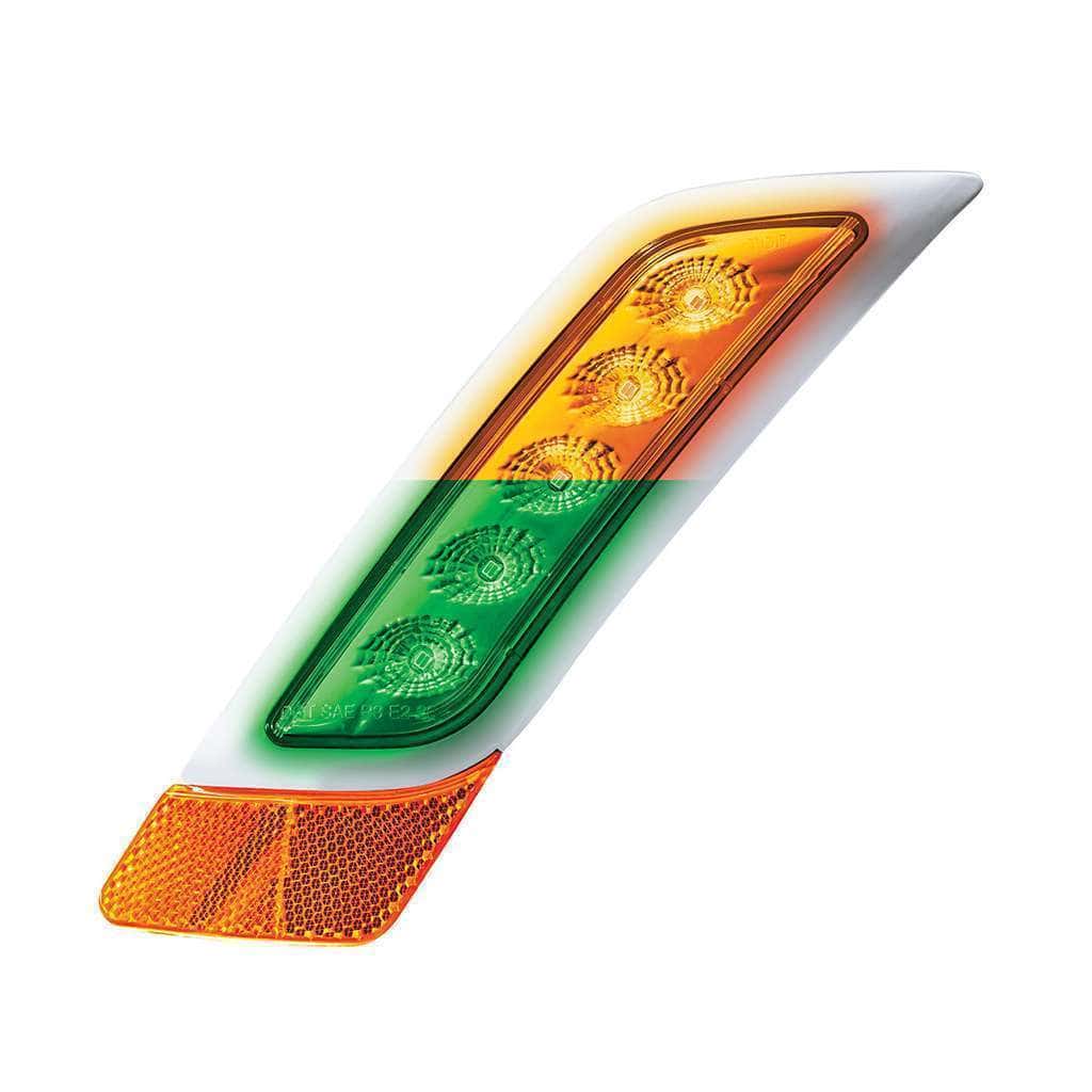 Double Fury 5 LED Fender Turn Signal Light For 2012-2021 Peterbilt 579-Amber & Green LED