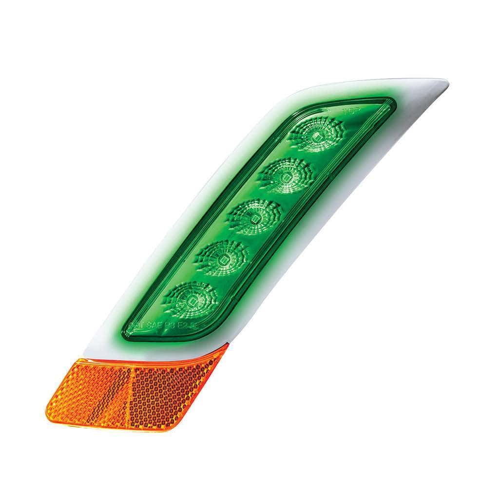 Double Fury 5 Led Fender Turn Signal Light For 2012-2021 Peterbilt 579-Amber &Amp; Green Led 3 Double Fury 5 LED Fender Turn Signal Light For 2012-2021 Peterbilt 579-Amber & Green LED