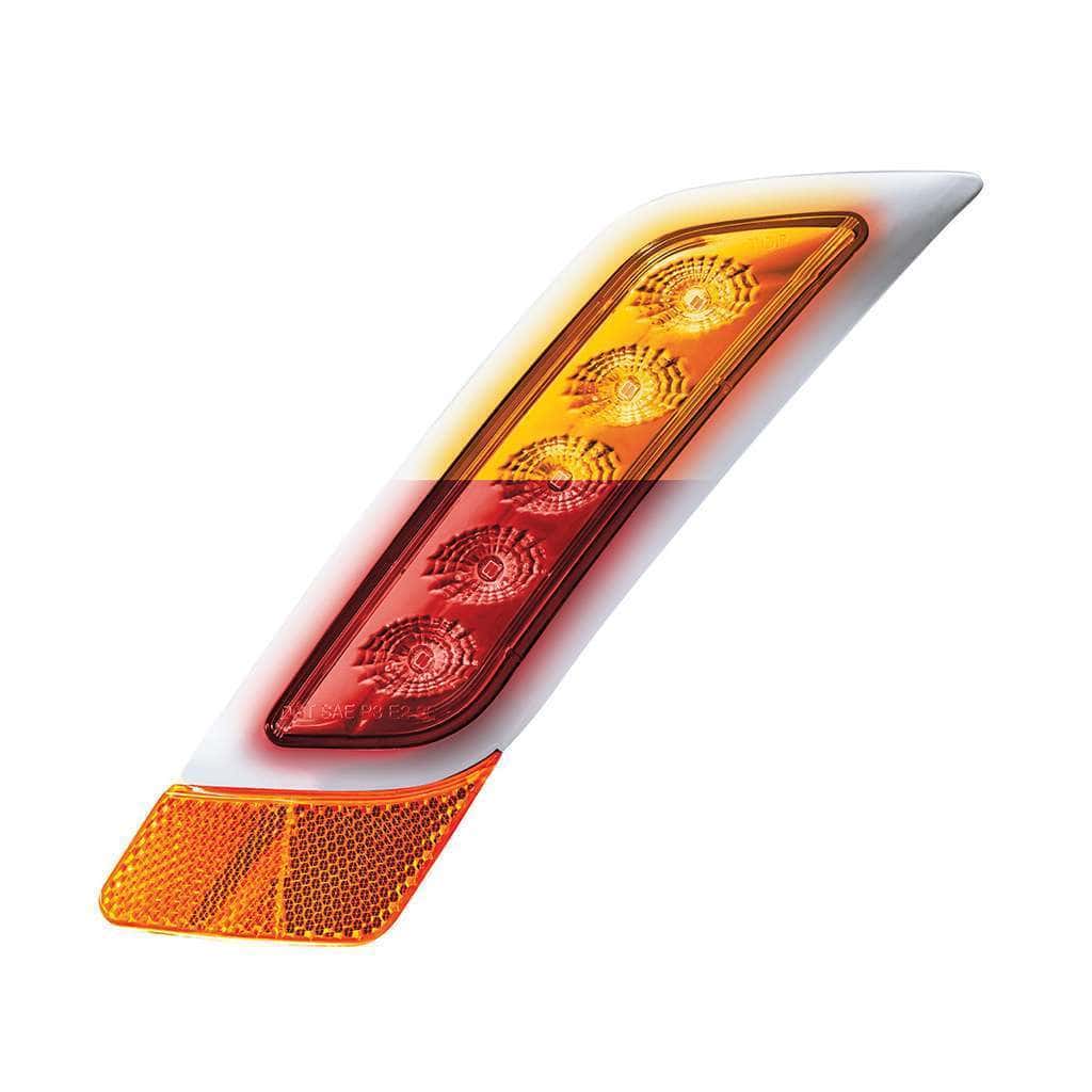 Double Fury 5 LED Fender Turn Signal Light For 2012-2021 Peterbilt 579-Amber & Red LED