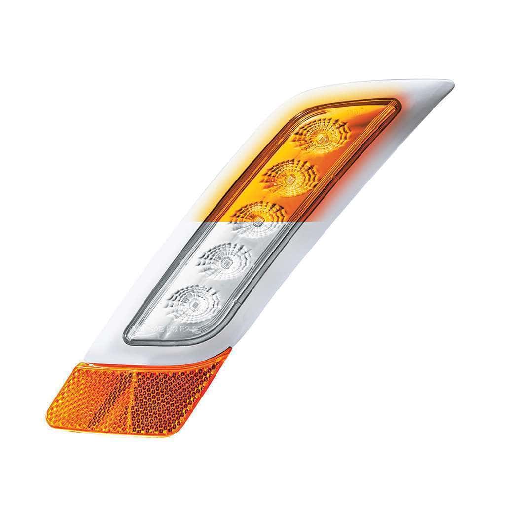 Double Fury 5 LED Fender Turn Signal Light For 2012-2021 Peterbilt 579-Amber & White LED