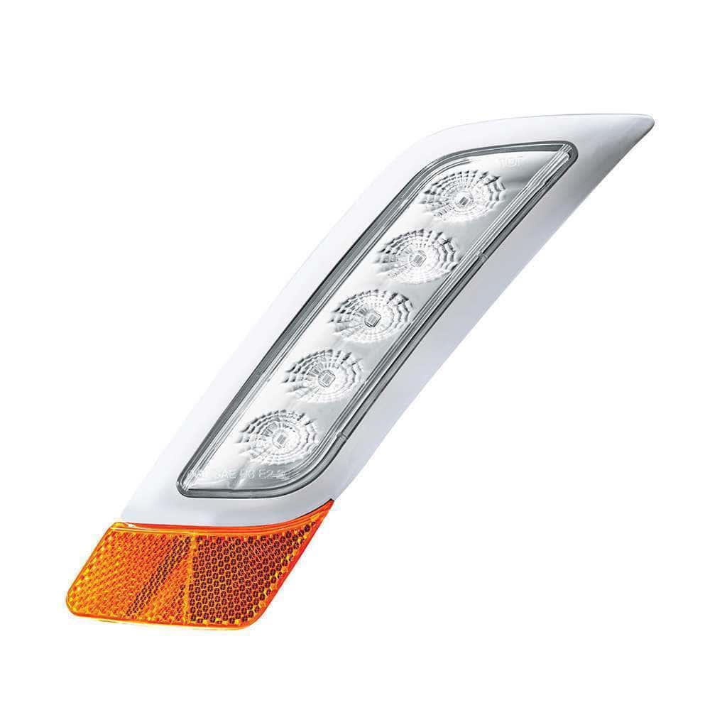 Double Fury 5 Led Fender Turn Signal Light For 2012-2021 Peterbilt 579-Amber &Amp; White Led 3 Double Fury 5 LED Fender Turn Signal Light For 2012-2021 Peterbilt 579-Amber & White LED
