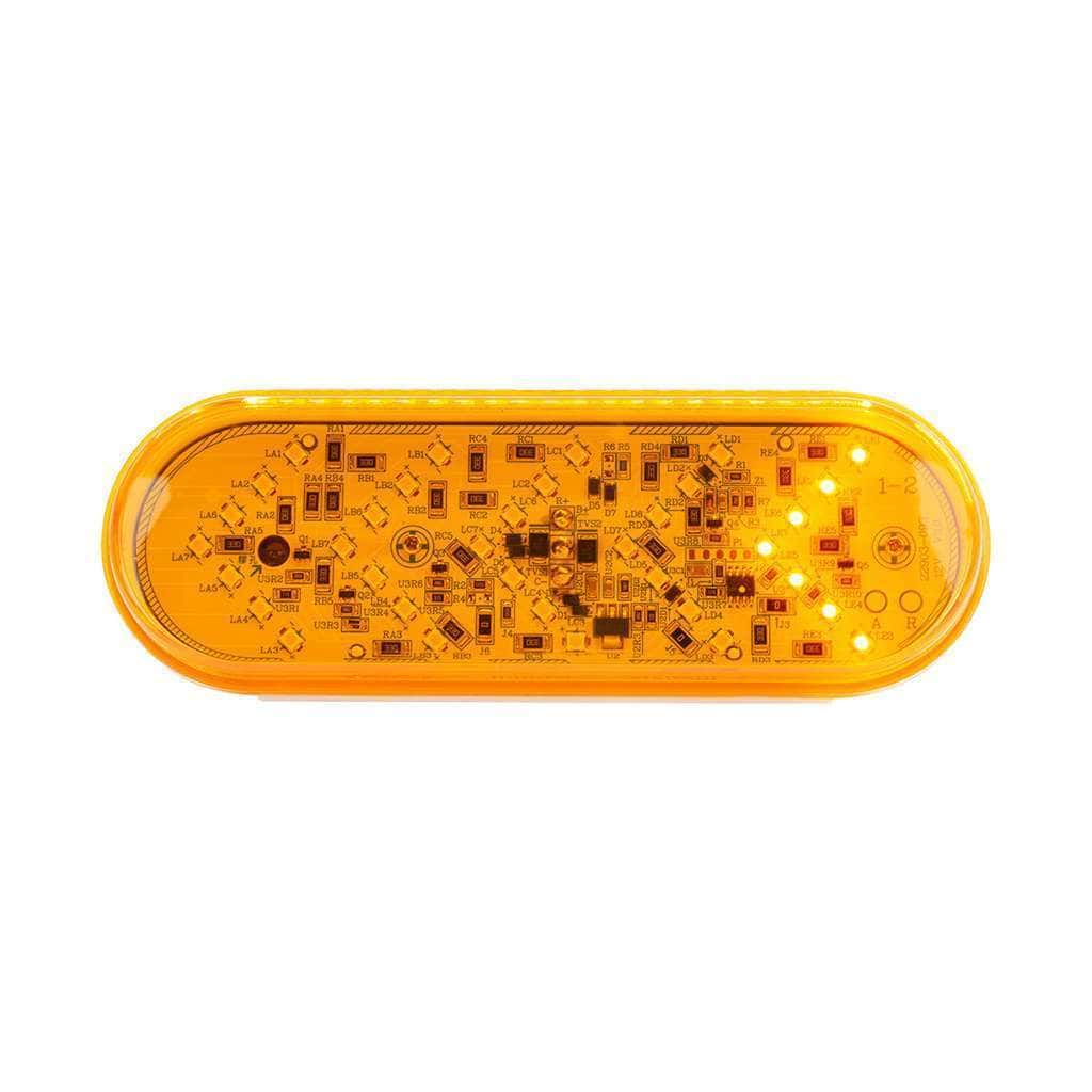 35 LED 6" Oval Sequential Turn Signal Light - Amber LED/Amber Lens