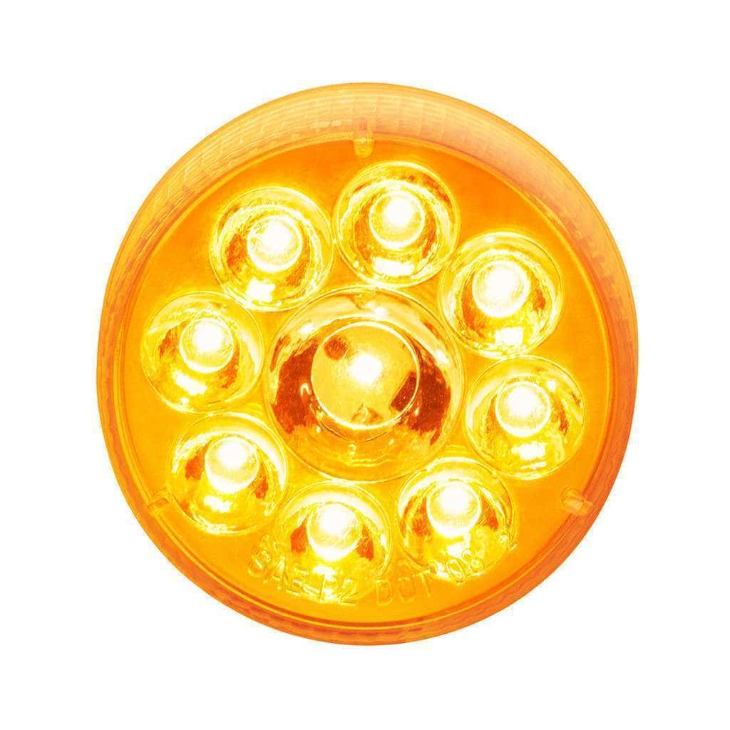 9 LED 2-1/2" Round Pure Reflector Light (Clearance/Marker) - Amber LED/Amber Lens