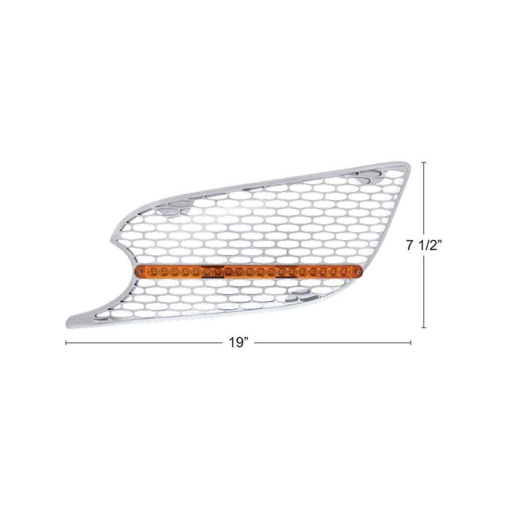 Chrome Air Intake Grille W/Reflector Led Light For 2012-2021 Peterbilt 579 - Amber Led/Amber Lens 4 Chrome Air Intake Grille With Reflector LED Light For 2012-2021 Peterbilt 579