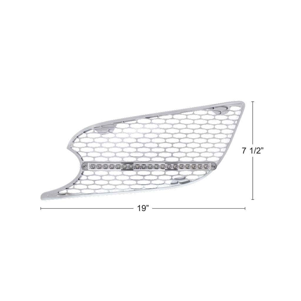 Chrome Air Intake Grille W/Reflector Led Light For 2012-2021 Peterbilt 579 - Amber Led/Clear Lens 4 Chrome Air Intake Grille With Reflector LED Light For 2012-2021 Peterbilt 579