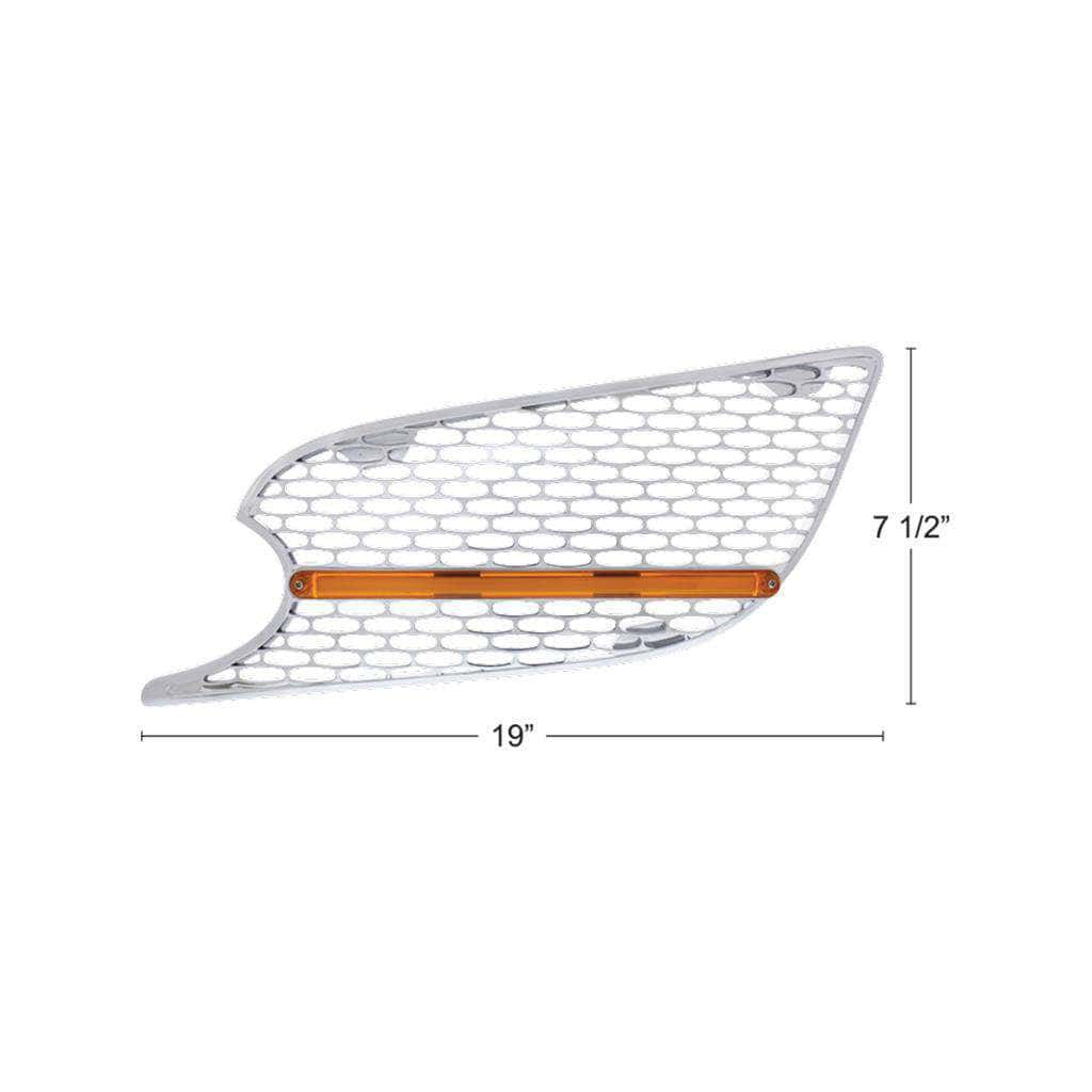 Chrome Air Intake Grille With Led Glolight For 2012-2021 Peterbilt 579-Amber Led/Amber Lens 5 Chrome Air Intake Grille With LED GloLight For 2012-2021 Peterbilt 579