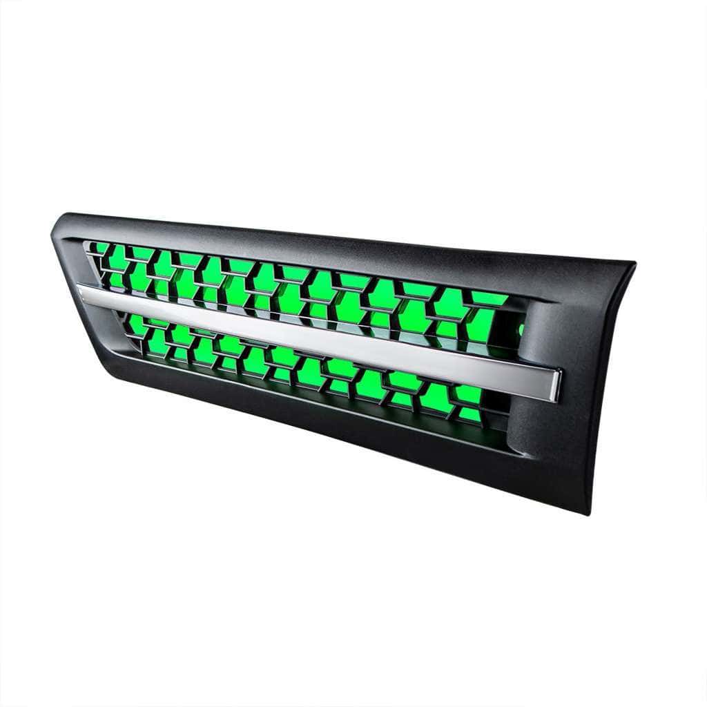 Hood Air Intake Grille With Green Led For 2018-2024 Freightliner Cascadia 126 3 Hood Air Intake Grille With LED For 2018-2024 Freightliner Cascadia 126