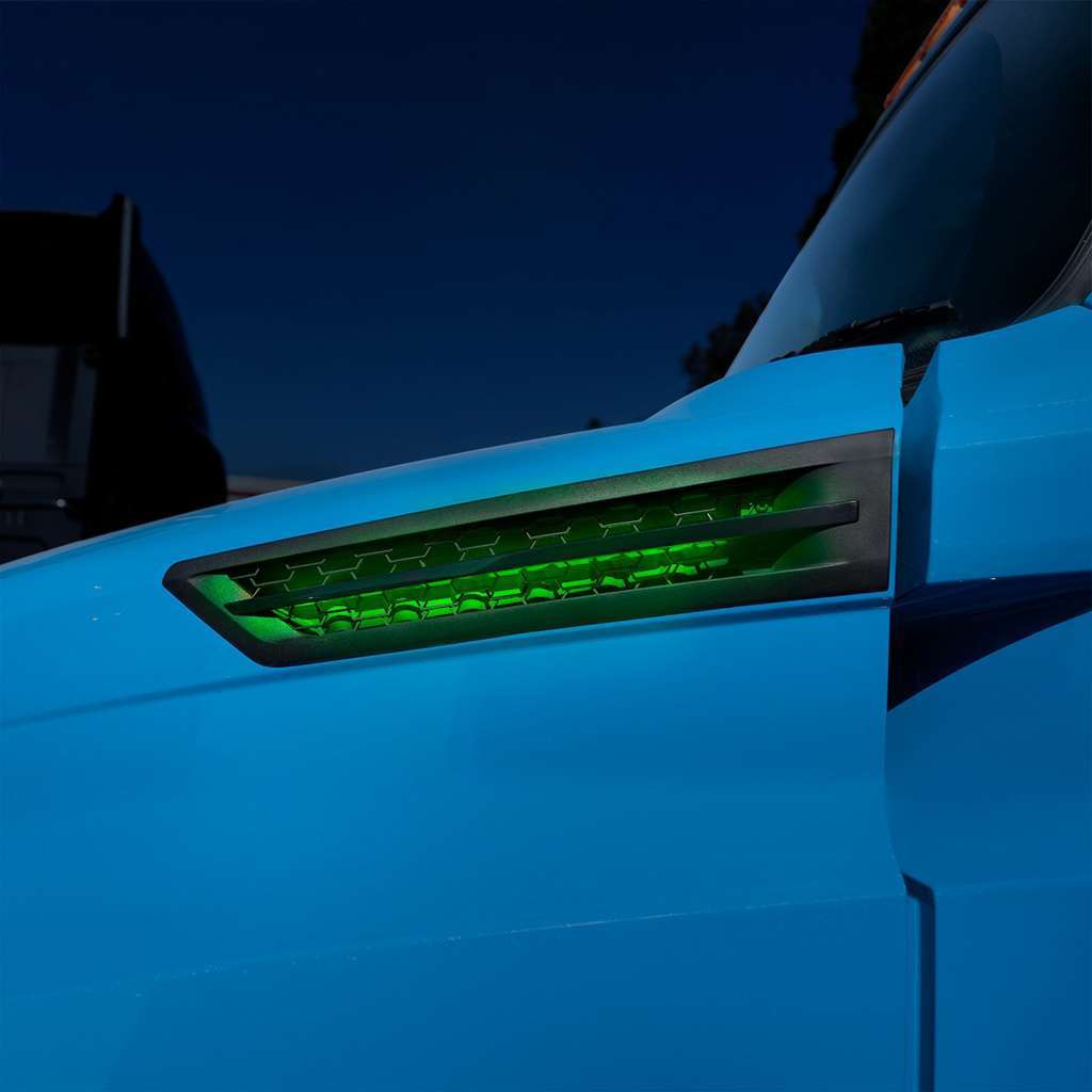 Hood Air Intake Grille With Green Led For 2018-2024 Freightliner Cascadia 126 5 Hood Air Intake Grille With LED For 2018-2024 Freightliner Cascadia 126