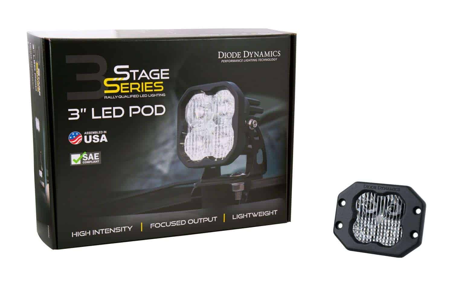Diode Dynamics Ss3 Sae/Dot White Sport Flush Mount Led Pod (One) 3 SS3 SAE/DOT White Flush Mount LED Pod (one)
