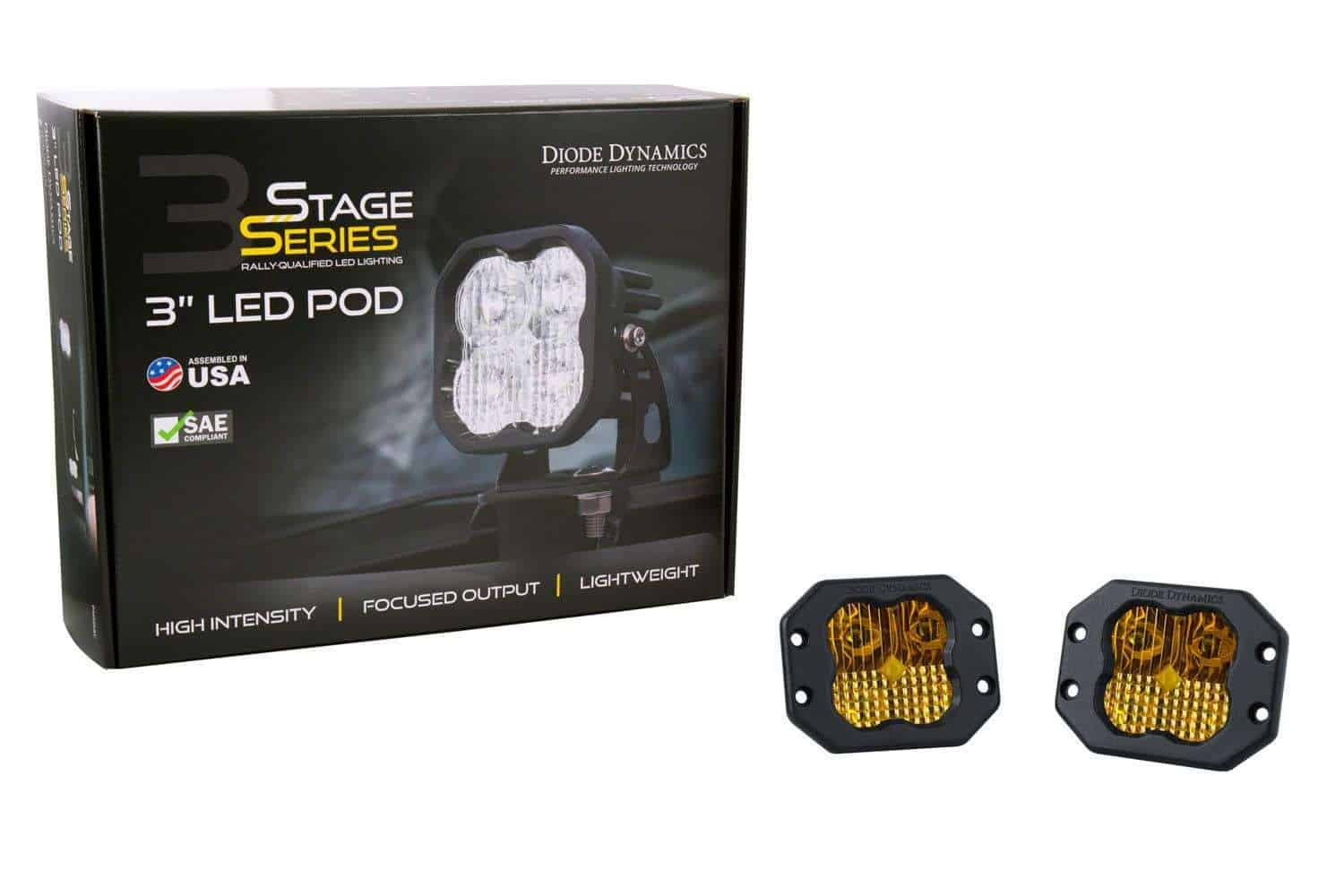 Diode Dynamics Ss3 Sae Yellow Sport Flush Mount Led Pod (Pair) 3 SS3 SAE Yellow Flush Mount LED Pod (pair)