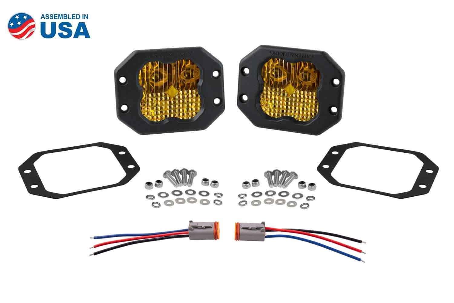Diode Dynamics Ss3 Sae Yellow Sport Flush Mount Led Pod (Pair) 6 SS3 SAE Yellow Flush Mount LED Pod (pair)