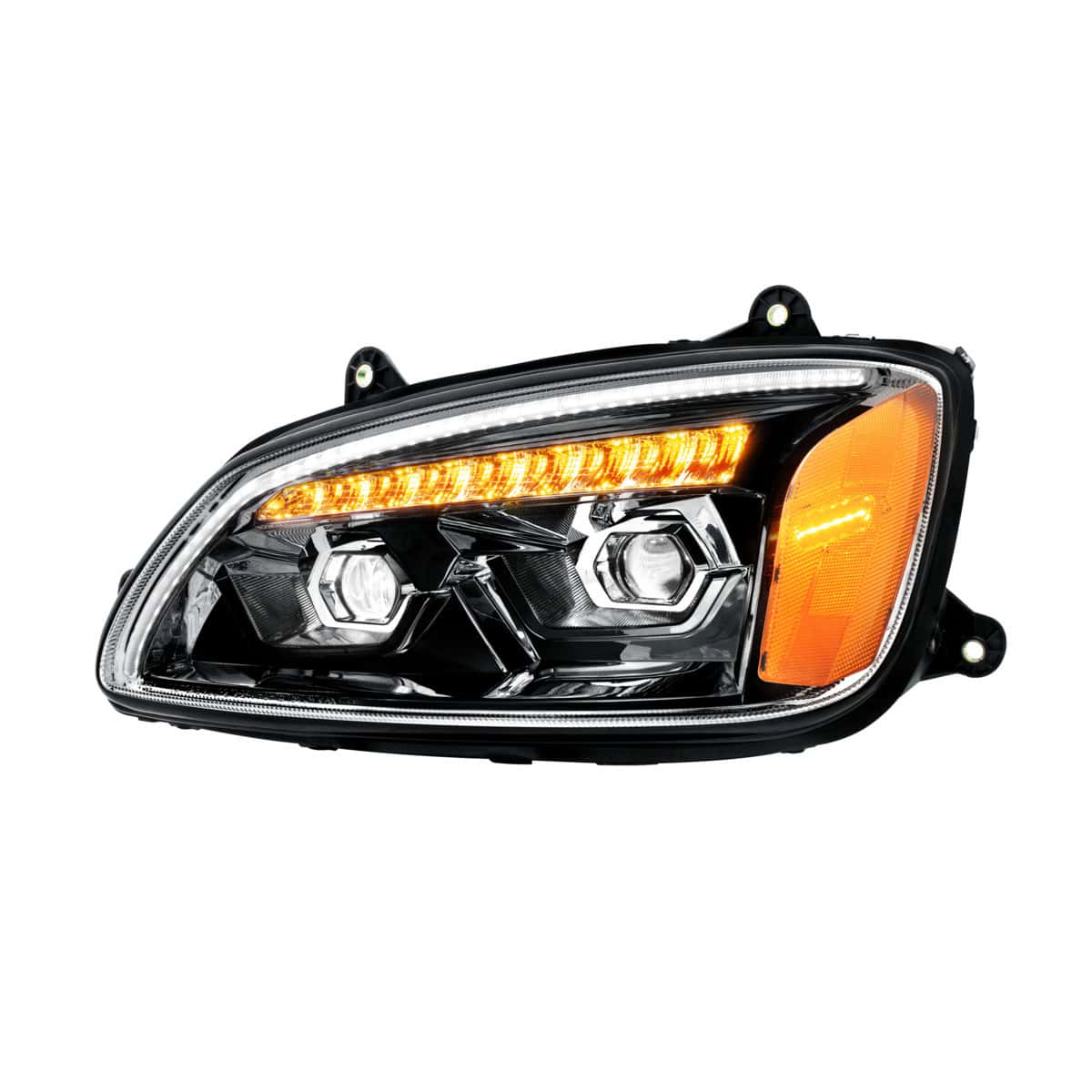 Kenworth T660 Blackout LED Projector Headlights w/ Sequential Turn Signal (2008–2017)