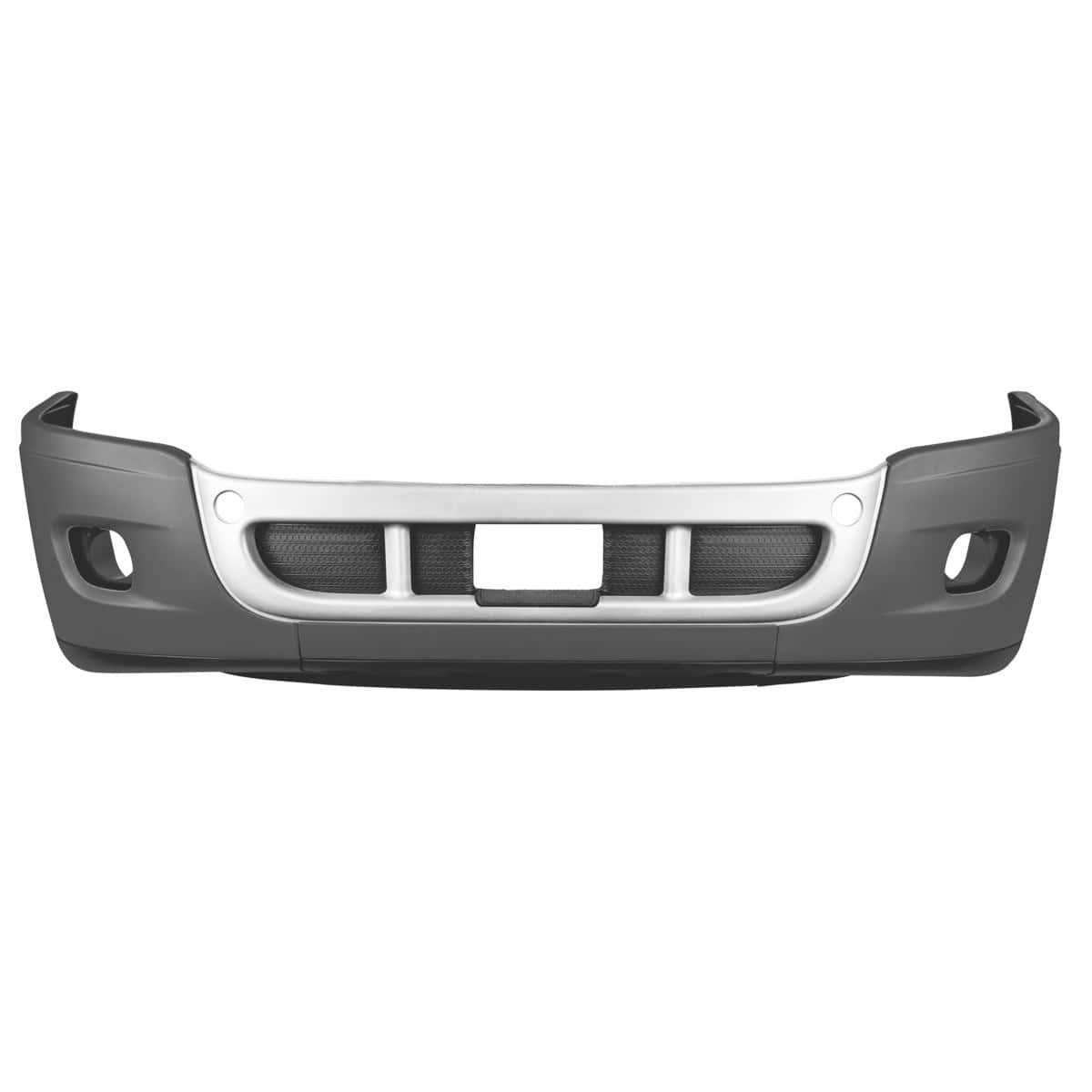 Complete 3-Piece Front Bumper Set With Chrome Trim With Fog Light Hole For 2008-2017 Freightliner Cascadia
