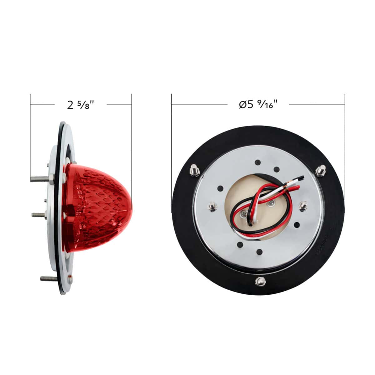 Crystal-Comet 9 Led Dual Function Watermelon Sleeper Bunk Kit With 304 Ss Bezel-Red Led/Red Lens 7 Crystal-Comet 9 LED Dual Function Watermelon Sleeper Bunk Kit