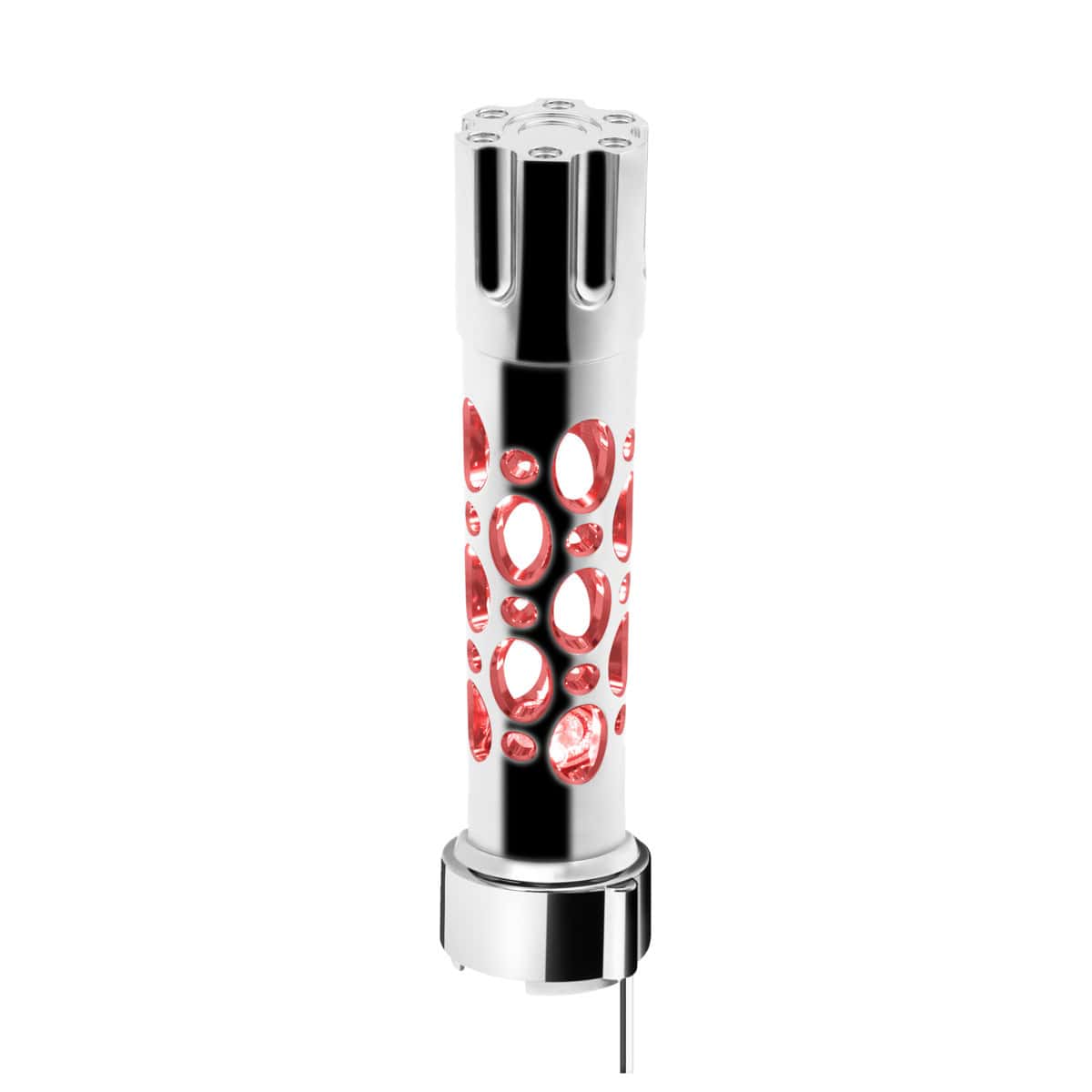 Austin Style Gun Cylinder Gearshift Knob With LED 9/10 Speed Adapter - Chrome