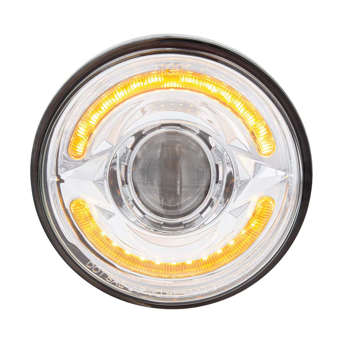 Ultralit- Led 5-3/4&Quot; Round Headlight With 60 Led Dual Color Light Bar-Amber &Amp; White Led - High Beam 4 ULTRALIT- LED 5-3/4" Round Headlight With 60 LED Dual Color Position Light, Amber & White LED