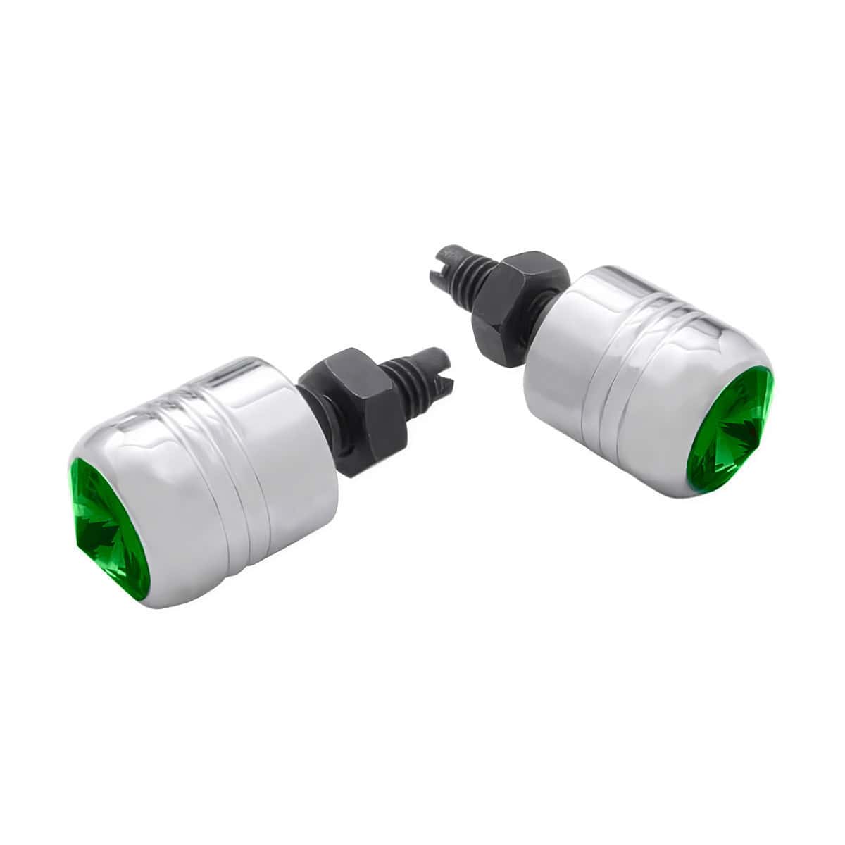 Chrome Aluminum License Plate Fastener w/Color Crystal (2-Pack)