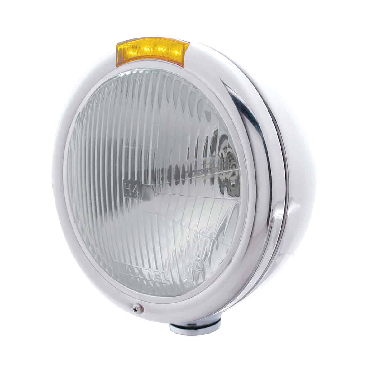 Classic Headlight Assembly H4 Bulb & LED Turn Signal