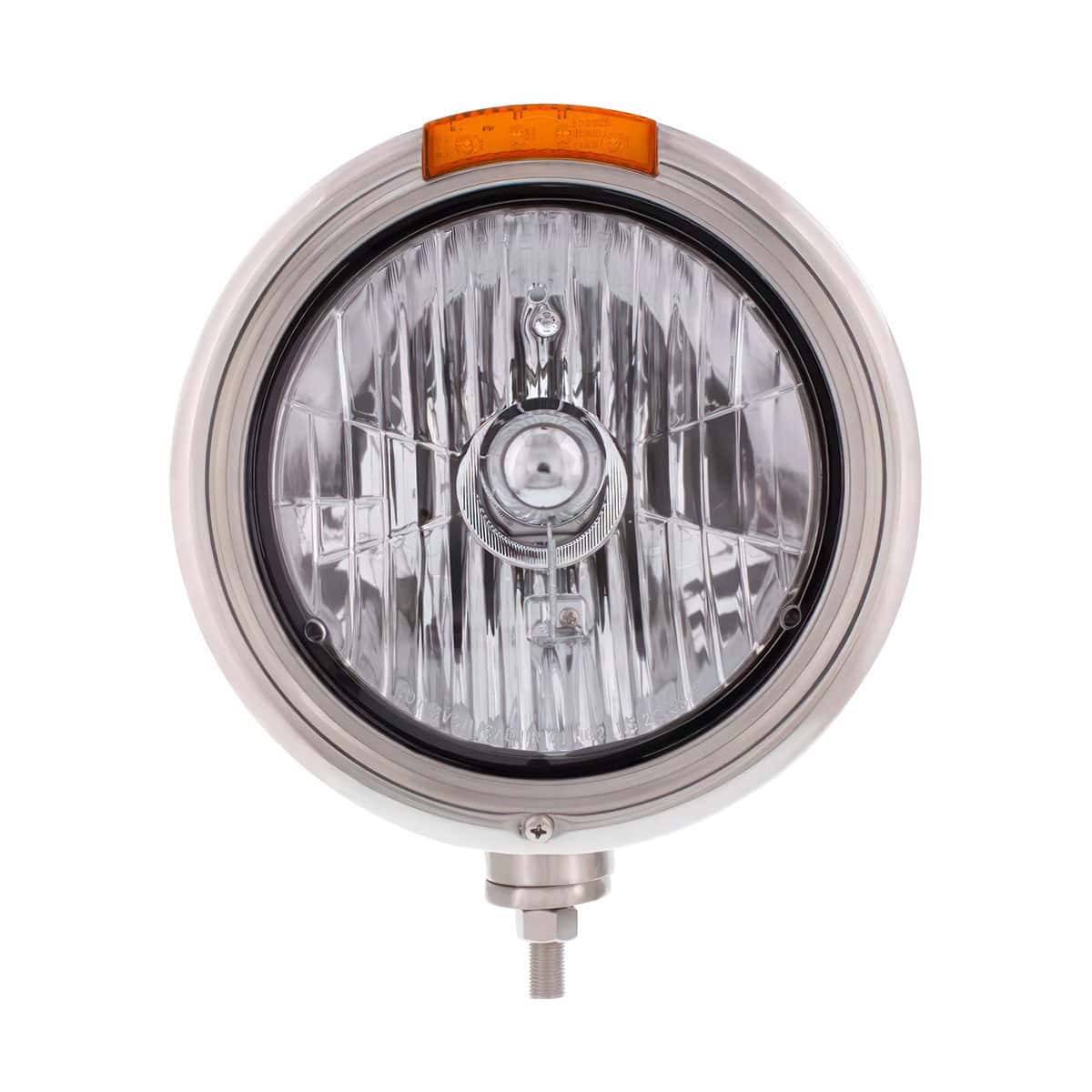 Stainless Steel Classic Headlight Crystal H4 Bulb & LED Turn Signal