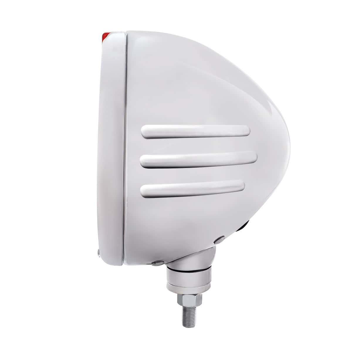 Stainless Steel Classic Embossed Stripe Headlight H4 With 6 Amber LED & Dual Mode LED Signal