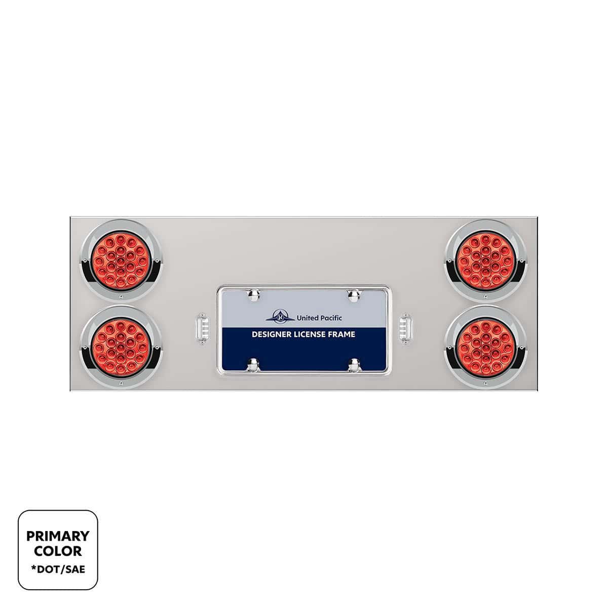 33-3/4" SS Rear Center Panel With 4X 19 LED 4" Double Fury Lights & Visors