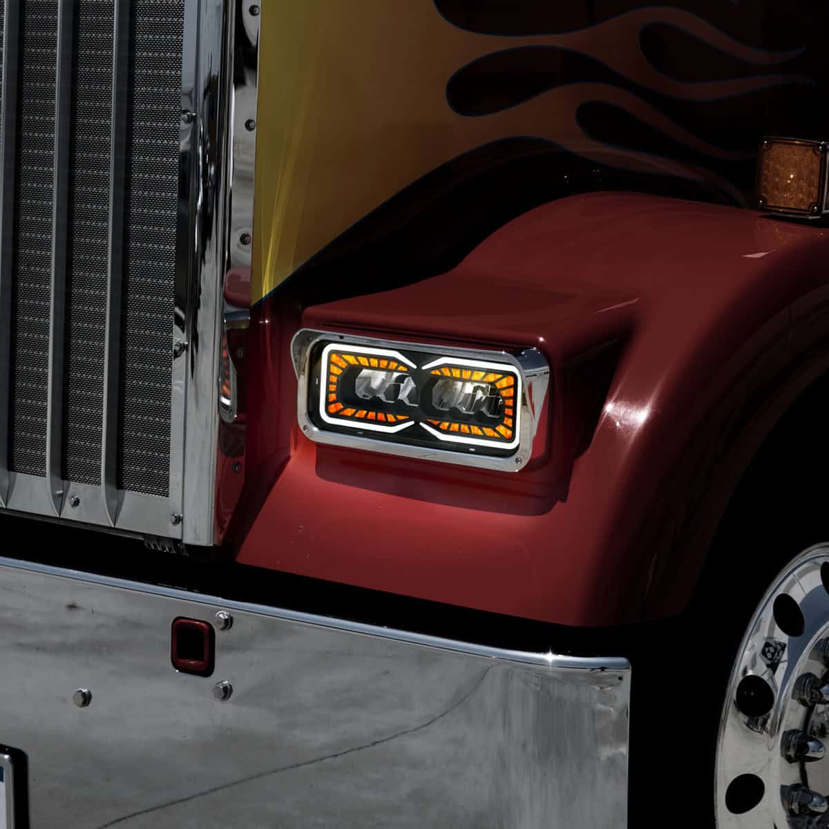 Dual 4X6 High Output Led Headlights With Turn Signal &Amp; Position Light 8 High Power 9 LED Headlight With LED Turn Signal & Position Light