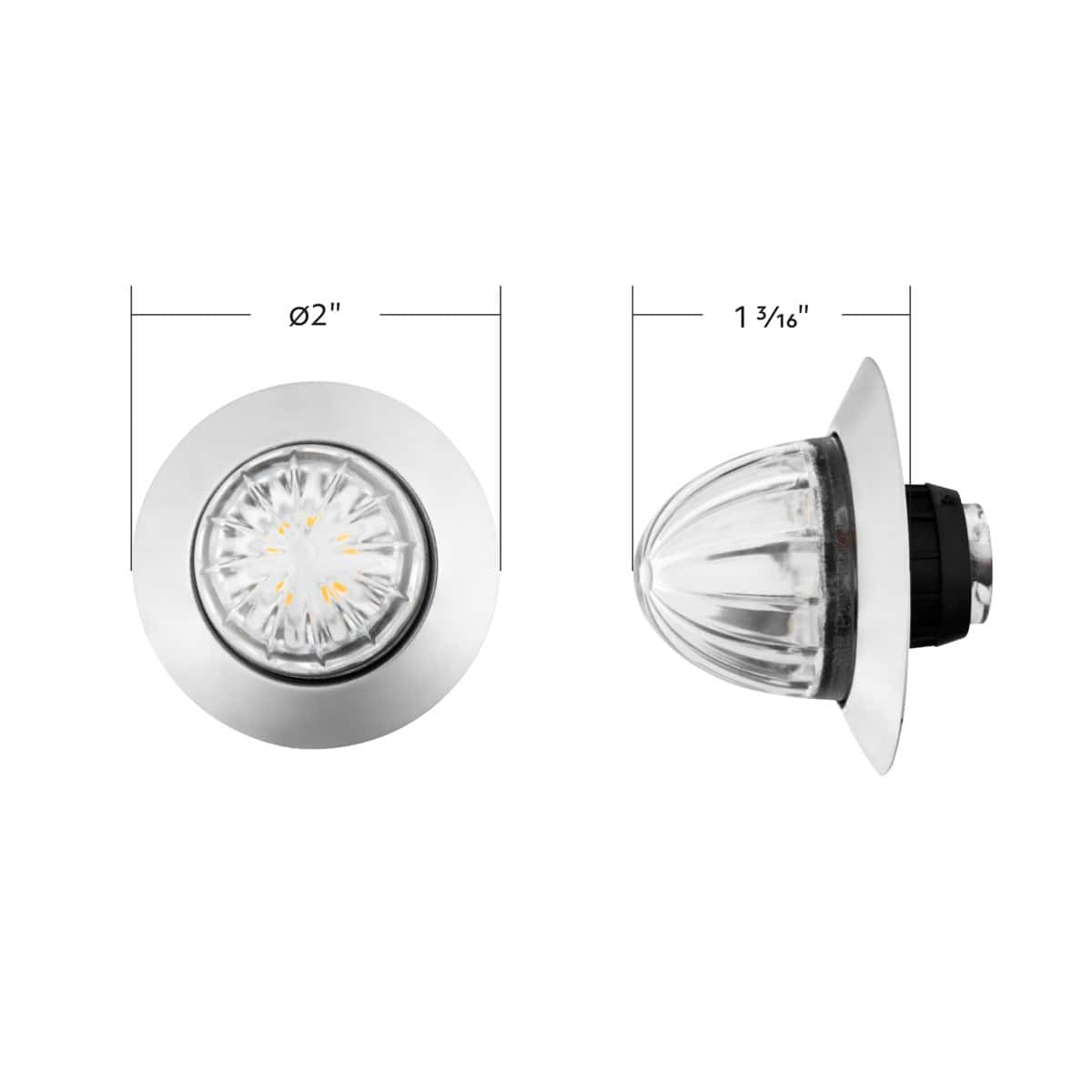 6 Led Dual Function Watermelon Light W/Stainless Steel Bezel - White 7 6 LED Dual Function Watermelon Light w/Stainless Steel Bezel - Amber/Clear