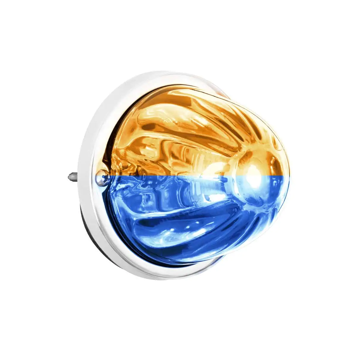 360-Degree Double Fury LED Bulb Glass Watermelon Flush Mount Kit-Amber/Blue