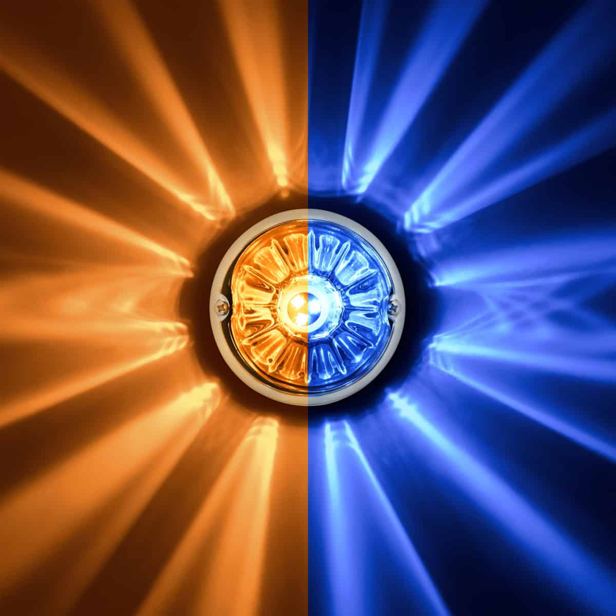 360-Degree Double Fury Led Bulb Glass Watermelon Flush Mount Kit-Amber/Blue 12 360-Degree Double Fury LED Bulb Glass Watermelon Flush Mount Kit-Amber/Blue