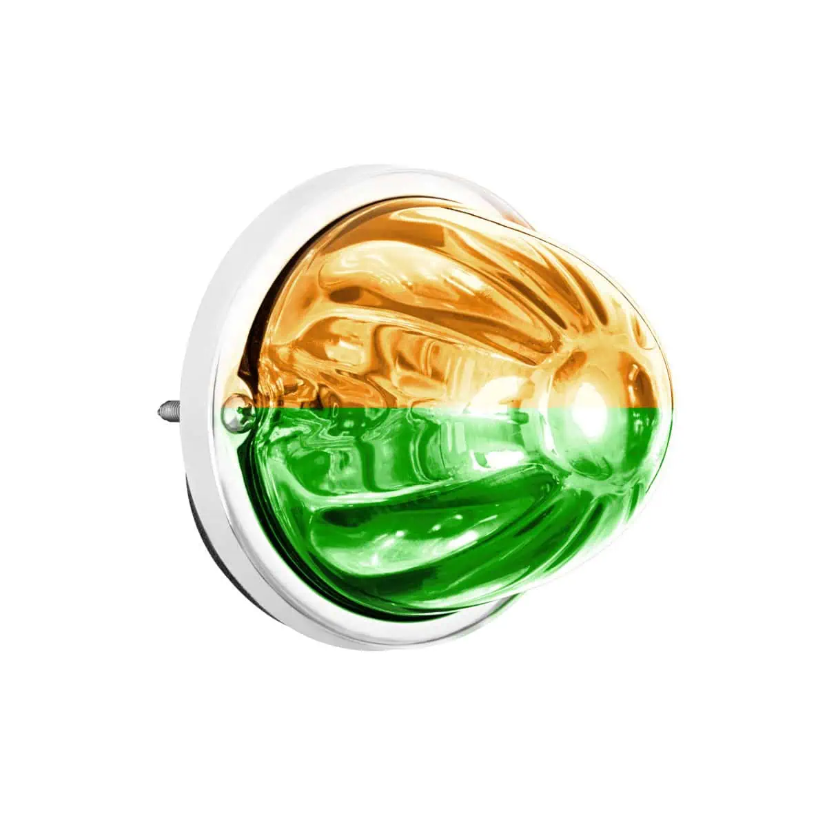 360-Degree Double Fury LED Bulb Glass Watermelon Flush Mount Kit-Amber/Green