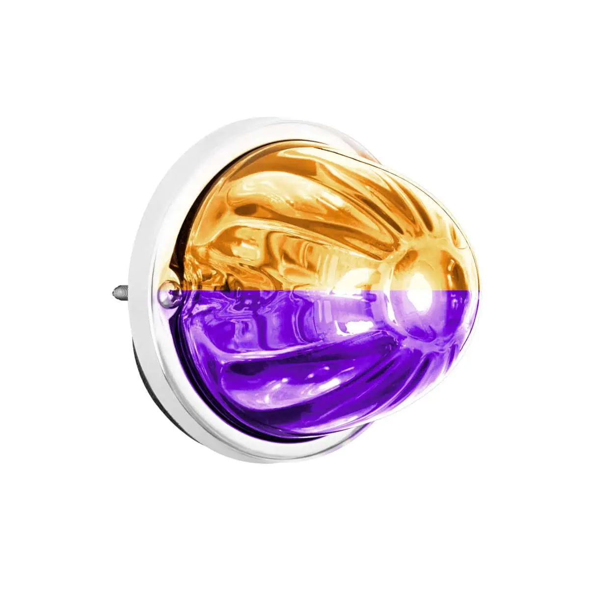 360-Degree Double Fury LED Bulb Glass Watermelon Flush Mount Kit-Amber/Purple