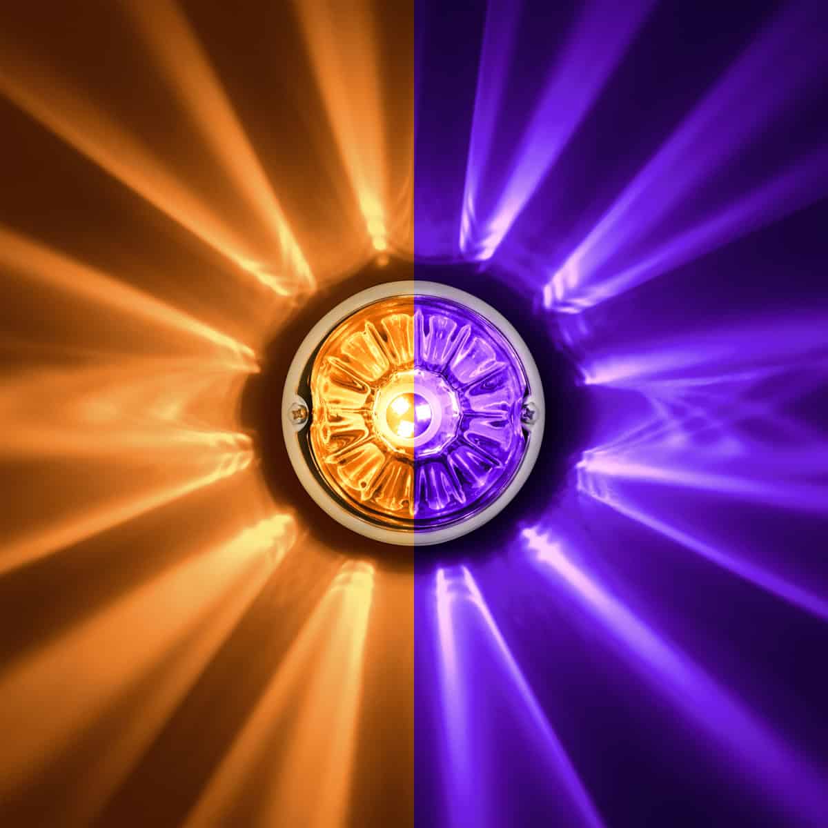 360-Degree Double Fury Led Bulb Glass Watermelon Flush Mount Kit-Amber/Purple 12 360-Degree Double Fury LED Bulb Glass Watermelon Flush Mount Kit-Amber/Purple
