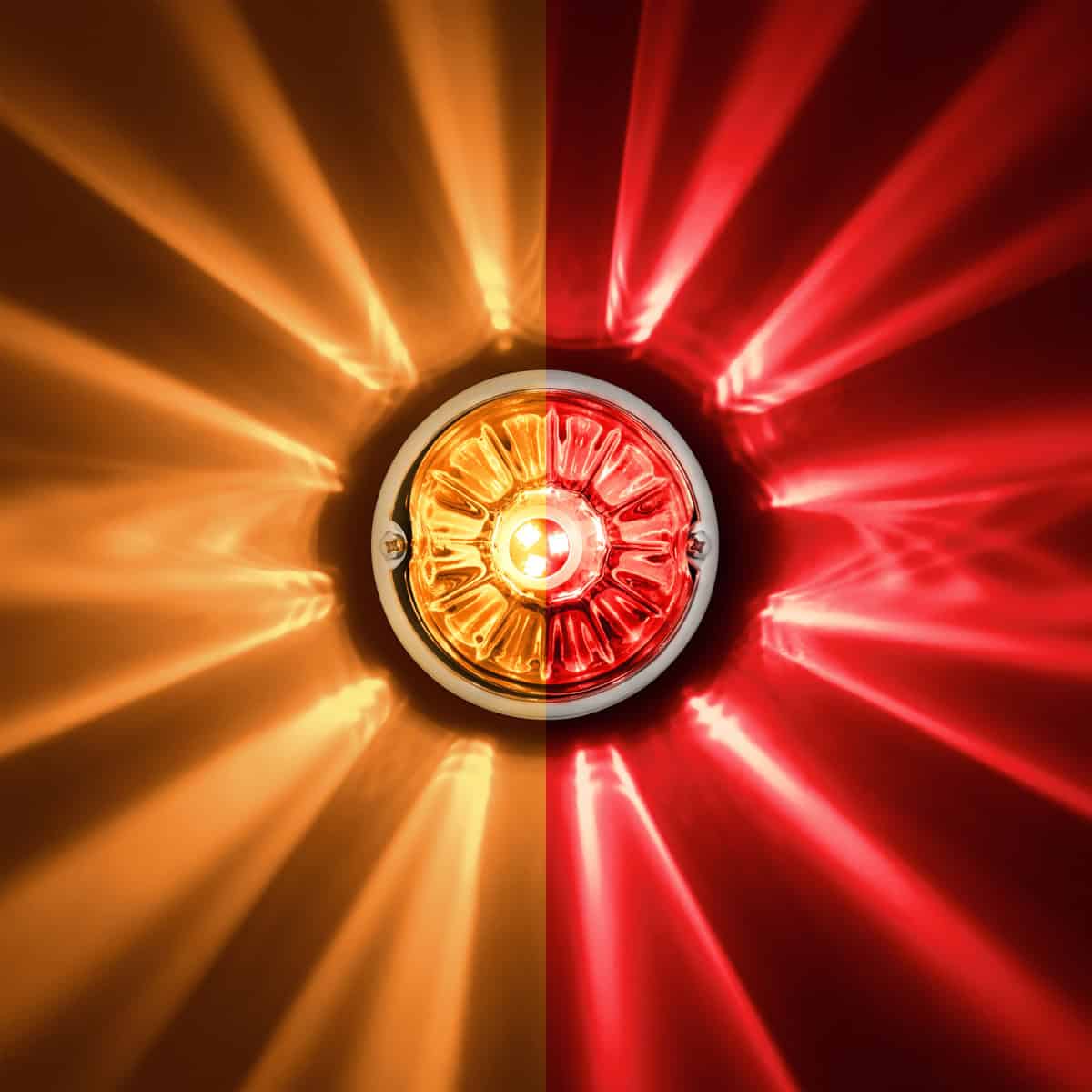 360-Degree Double Fury LED Bulb Glass Watermelon Flush Mount Kit-Amber/Red