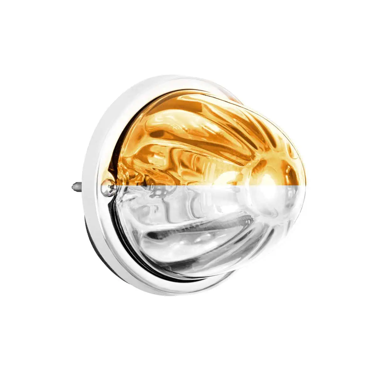 360-Degree Double Fury LED Bulb Glass Watermelon Flush Mount Kit-Amber/White
