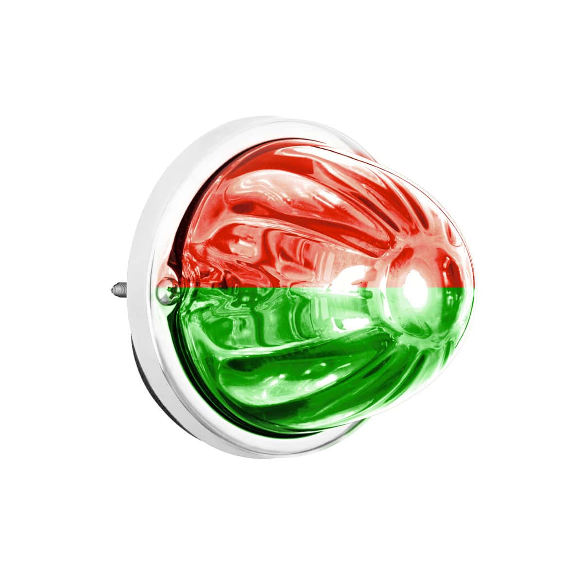 360-Degree Double Fury LED Bulb Glass Watermelon Flush Mount Kit-Red/Green