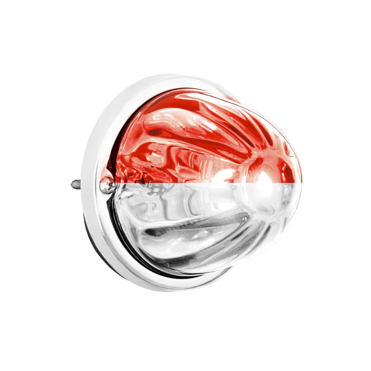 360-Degree Double Fury LED Bulb Glass Watermelon Flush Mount Kit-Red/White