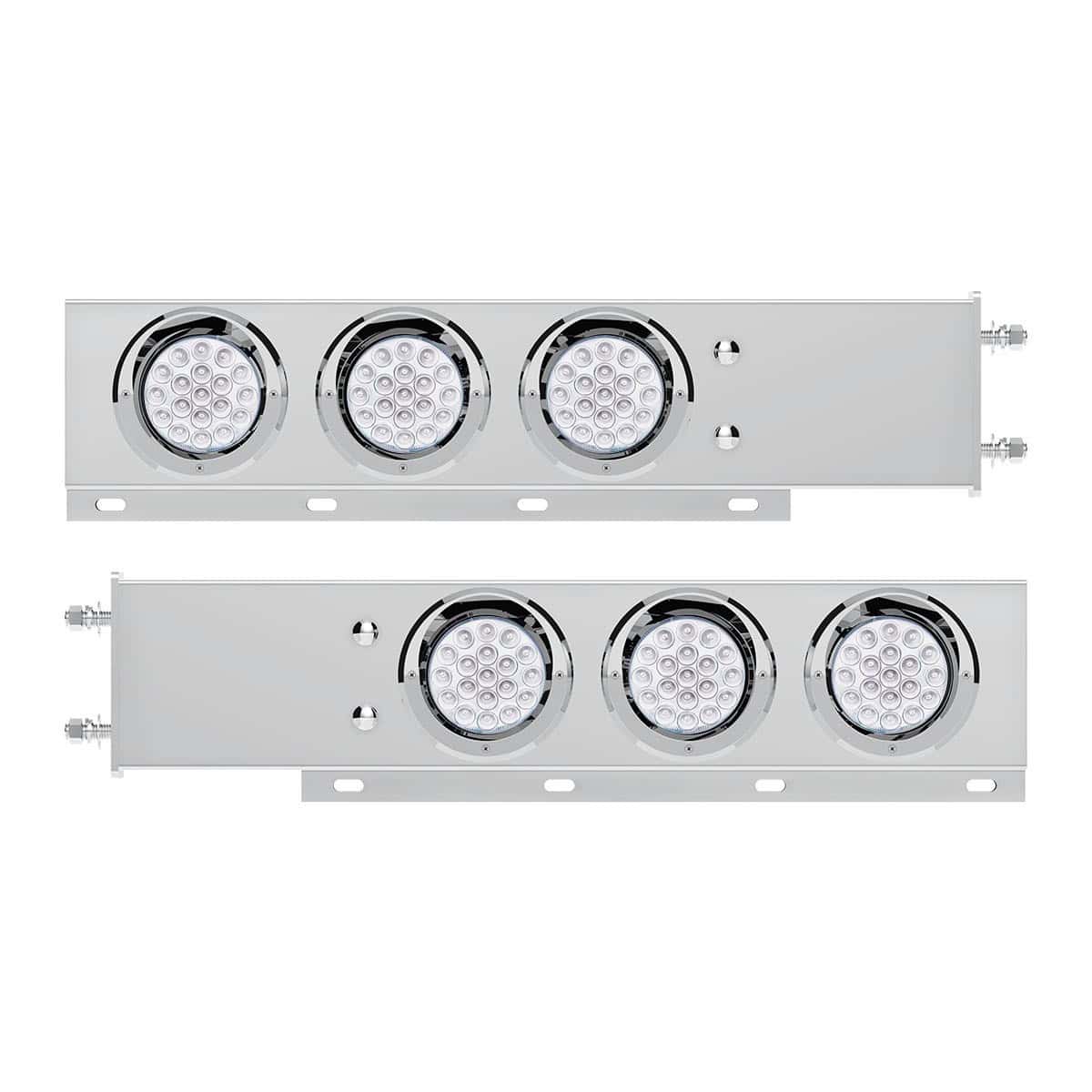 3-3/4&Quot; Bolt Pattern Ss Spring Loaded Light Bar With 6X Double Fury 19 Led Lights &Amp; Visors-Red &Amp; Purple(Pair) 4 3-3/4" Bolt Pattern SS Spring Loaded Light Bar With 6X Double Fury 19 LED Lights & Visors